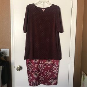 LuLaRoe elegant GiGi top with Cassie skirt